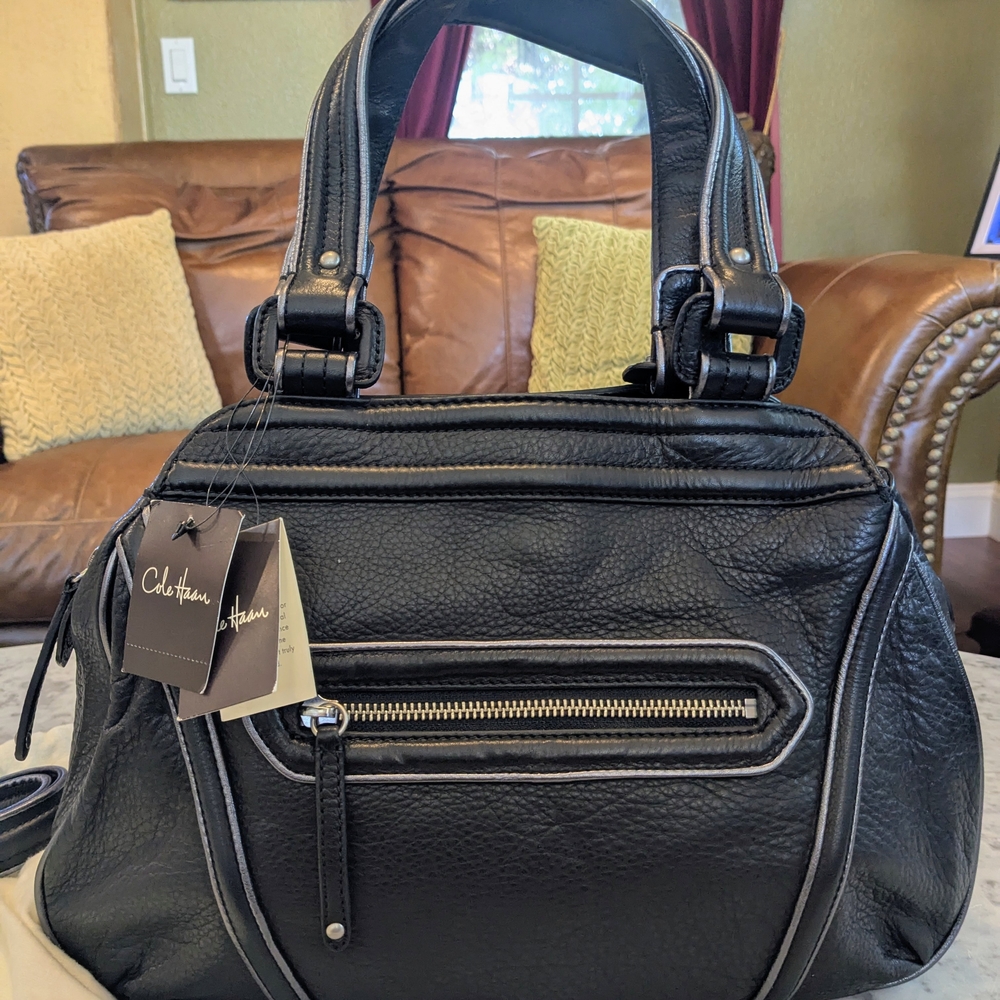 Cole Haan Black Leather Convertible Handbag NWT